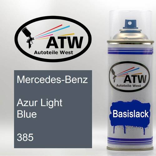 Mercedes-Benz, Azur Light Blue, 385: 400ml Sprühdose, von ATW Autoteile West.